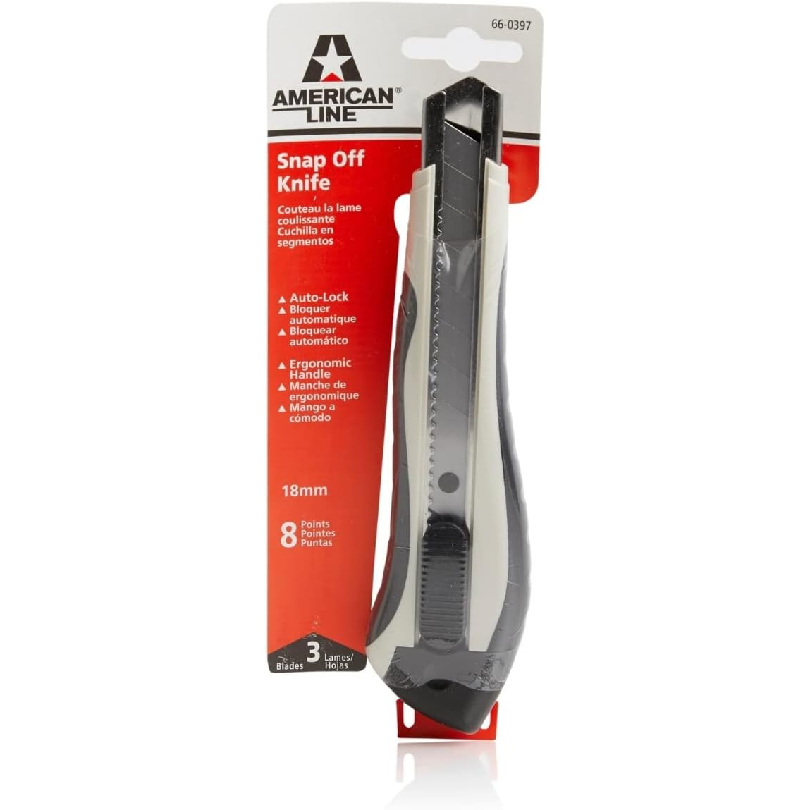 66-0397 - American Line 8-Point 18mm Retractable Snap-Off Knife